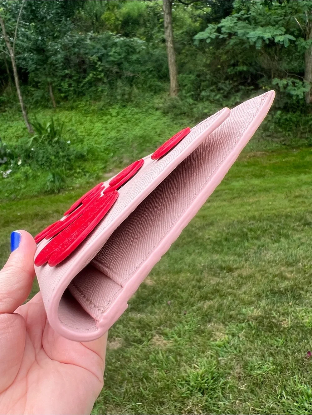 Kate Spade Heart It Harling Layered Hearts Red Pink Leather Folding Wallet